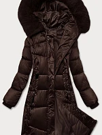 Zimní plus size prošívaná bunda s kapucí S'west chocolate (B8267-14)