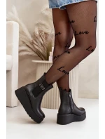 Zazoo 60498 Dámské Botky Chelsea Na Platformě A Klínu Černé