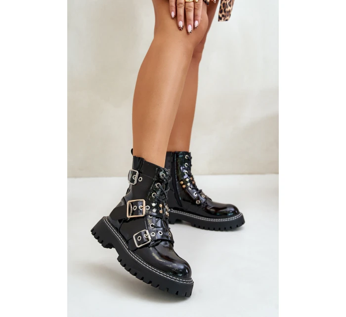 Lakované Boty Pracovní S Přezkami Černé model 21671204 - Boto Lakované Boty Pracovní S Přezkami Černé model 21671204 - Boto