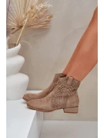 Dámské perforované botky na nízkém podpatku béžové Neliawen