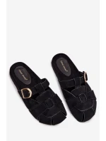 Dámské Mule S Pásky A Zlatou Přezkou Černé Ganelle Dámské Mule S Pásky A Zlatou Přezkou Černé Ganelle