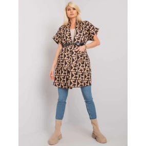 Dámský kabát DHJ EN  černý a béžový model 15884005 - FPrice