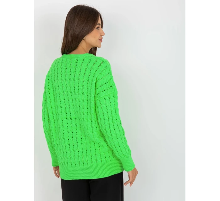 Dámský svetr LC SW model 17655224 fluo zelený - FPrice Dámský svetr LC SW model 17655224 fluo zelený - FPrice