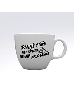 RANNÍ PTÁČE BEZ KÁVIČKY NIKAM NEDOSKÁČE - MEGA XXL keramický hrnek 1000 ml RANNÍ PTÁČE BEZ KÁVIČKY NIKAM NEDOSKÁČE - MEGA XXL keramický hrnek 1000 ml