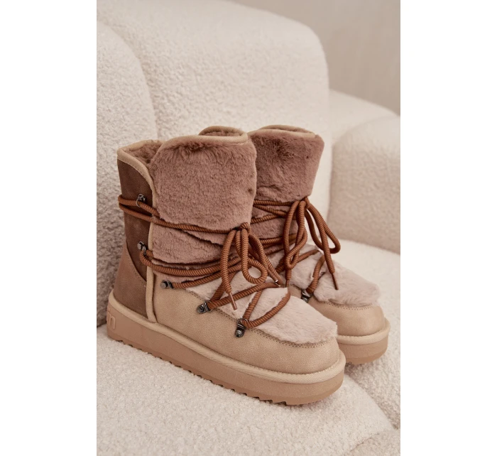 Dámské sněhové boty s kožíškem DFSH370012 Béžová - DFranklin Dámské sněhové boty s kožíškem DFSH370012 Béžová - DFranklin