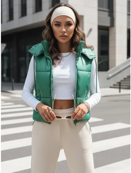 Dámská prošívaná vesta OSHE zelená FashionStreet TY3702