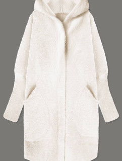 Dlouhý vlněný přehoz přes oblečení typu "alpaka" ve barvě s kapucí model 17734374 - MADE IN ITALY