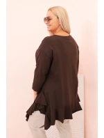 Dámská blůza Plus Size s model 21259122 kapsou a ohrnutým rukávem kiwi - K-Fashion Dámská blůza Plus Size s model 21259122 kapsou a ohrnutým rukávem kiwi - K-Fashion