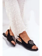 Dámské Sandály S Ozdobným  Černé model 21691532 - S.Barski