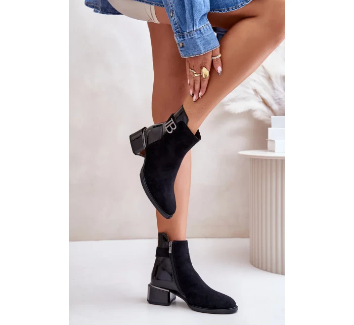 Elegantní kotníkové boty na podpatku zateplené černé Elegantní kotníkové boty na podpatku zateplené černé