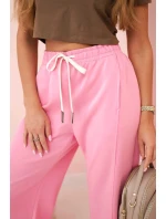 model 20934394 kalhoty zavazované v pase růžový - K-Fashion model 20934394 kalhoty zavazované v pase růžový - K-Fashion