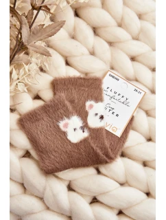 Dětské plyšové ponožky s medvídkem hnědé