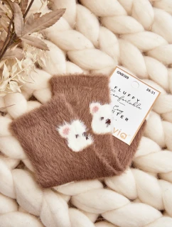 Dětské plyšové ponožky s medvídkem hnědé