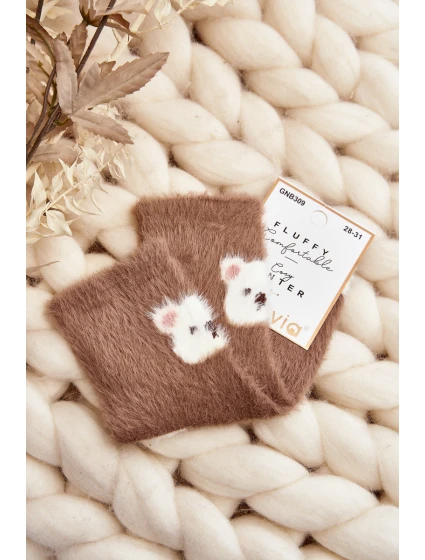 Dětské plyšové ponožky s medvídkem hnědé Dětské plyšové ponožky s medvídkem hnědé