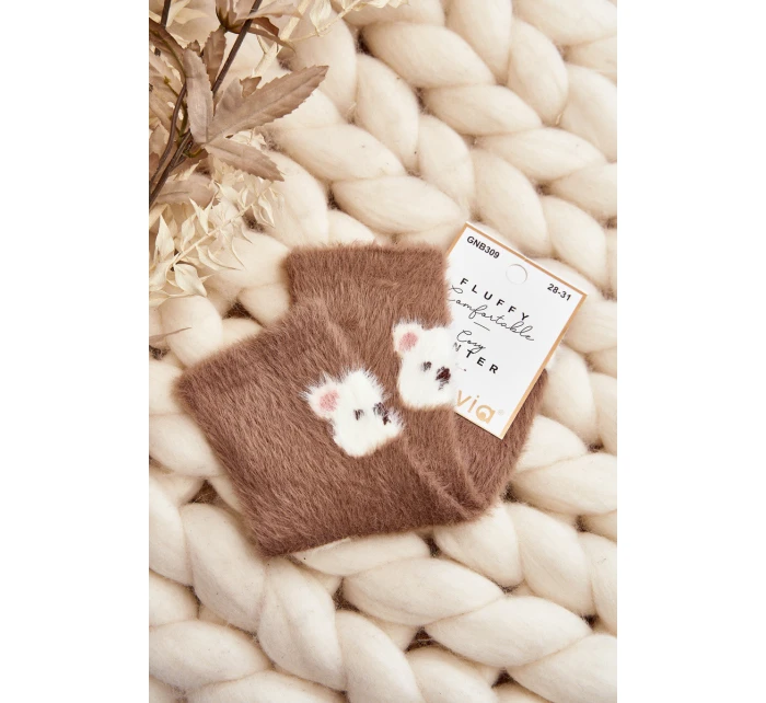 Dětské plyšové ponožky s medvídkem hnědé Dětské plyšové ponožky s medvídkem hnědé