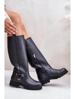 Kožené dámské holínky nad kolena černé Lewski 3615 Kožené dámské holínky nad kolena černé Lewski 3615