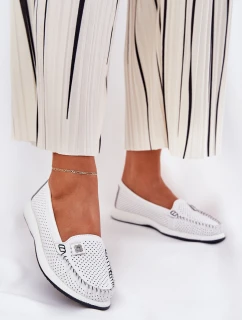 Dámské Kožené Mokasíny S.Barski LR51-673 Bílé