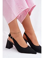 Materiálové Sandály na Podpatku Černé model 22107009 - Boto Materiálové Sandály na Podpatku Černé model 22107009 - Boto