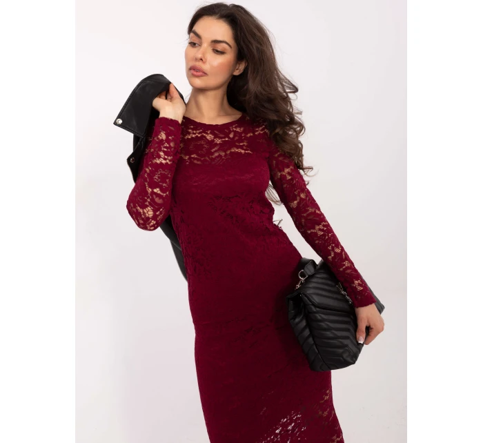 Sukienka MI SK model 21724610 bordowy - FPrice Sukienka MI SK model 21724610 bordowy - FPrice