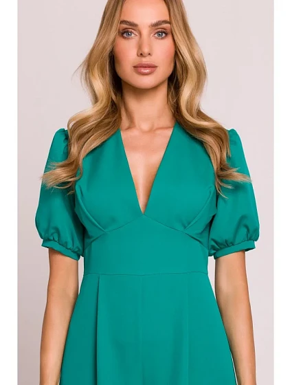model 20970764 Kombinéza s puff rukávy tyrkysová - Moe