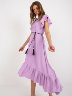 Světle fialové oversize šaty s volánem
