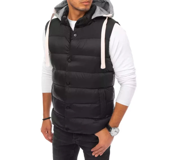 Pánská vesta s kapucí černá Dstreet TX3936 Pánská vesta s kapucí černá Dstreet TX3936