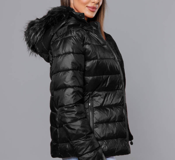 Krátká černá dámská zimní bunda (YP-20129-1)