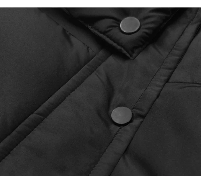 Černá krátká bunda pro přechodné období s kapucí (5M3117-392) Černá krátká bunda pro přechodné období s kapucí (5M3117-392)