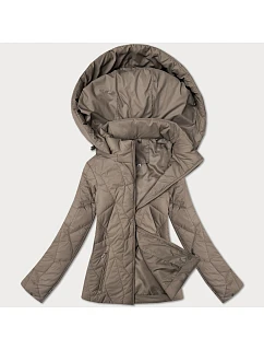 Tenká béžová dámská prošívaná bunda s kapucí model 21001841 - J.STYLE