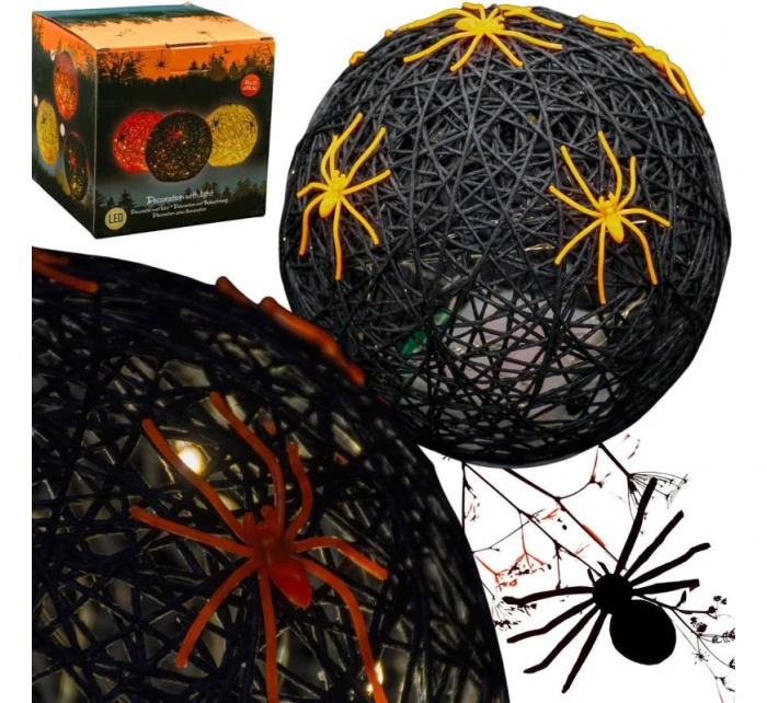 DEKORATIVNÍ KOULE VEDLA PAVOUK LAMPA 15CM HALLOWEEN ČERNÁ