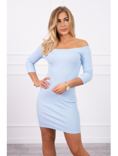 Pruhované vypasované šaty v modré barvě