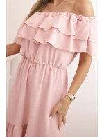 Dámské šaty model 21193104 s delším zadním dílem tmavě růžová - K-Fashion