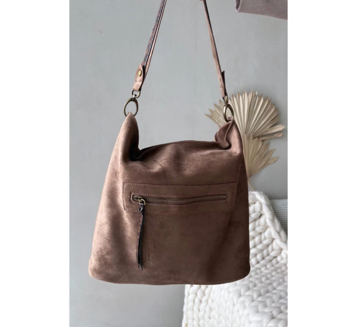 Kabelka z eko semiše béžová model 21728413 - Boto Kabelka z eko semiše béžová model 21728413 - Boto