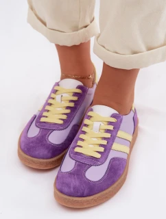 Kožené Dámské Tenisky LR61-7059 Fialové