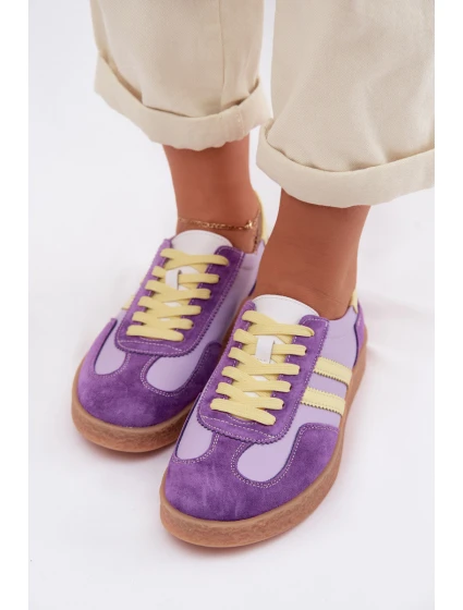 Kožené Dámské Tenisky model 22007449 Fialové - S.Barski Kožené Dámské Tenisky model 22007449 Fialové - S.Barski