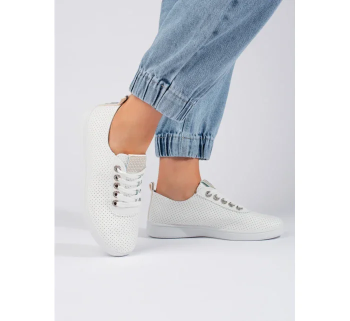 Designové dámské  tenisky bílé bez podpatku