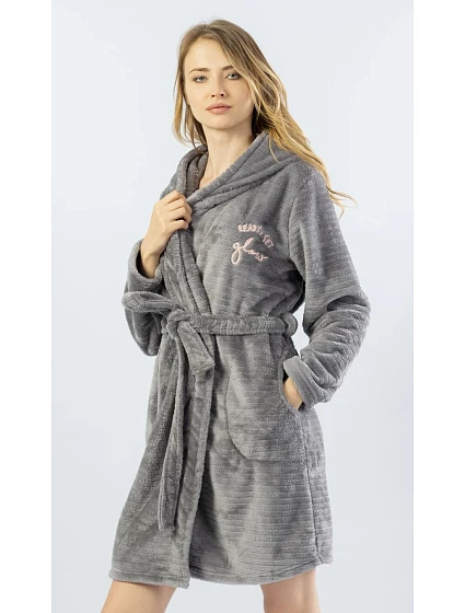 Dámský župan krátký s kapucí model 22408564 - Vienetta Dámský župan krátký s kapucí model 22408564 - Vienetta
