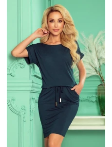 Dámské sportovní šaty v lahvově zelené mořské barvě s krátkými rukávy 139-7