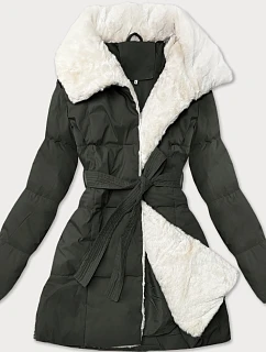 Dámská bunda se stojáčkem a kožešinou J Style army (16M9165-136)