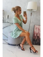 Šaty s vázaným výstřihem do V tmavě mátové Šaty s vázaným výstřihem do V tmavě mátové