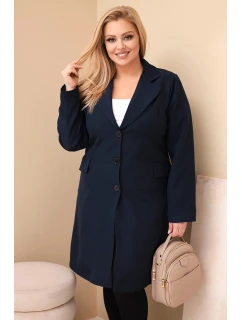 Dámský plášť Plus Size dlouhý s límcem a kapsami model 21959200 - K-Fashion