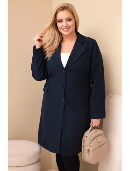 Dámský plášť Plus Size dlouhý s límcem a kapsami model 21959200 - K-Fashion Dámský plášť Plus Size dlouhý s límcem a kapsami model 21959200 - K-Fashion