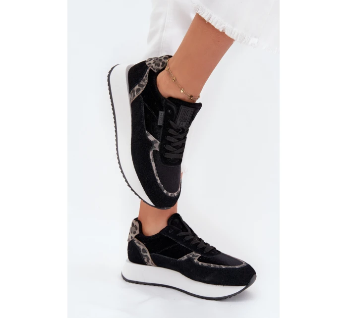 Dámské Zamszové Sneakersy Big Star OO274A312 HI-POLY SYSTEM Černé Panther Dámské Zamszové Sneakersy Big Star OO274A312 HI-POLY SYSTEM Černé Panther