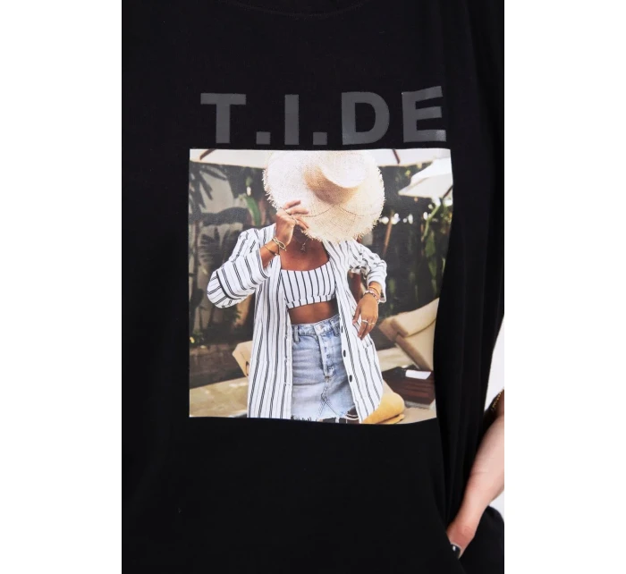 Halenka s potiskem Tide černá Halenka s potiskem Tide černá