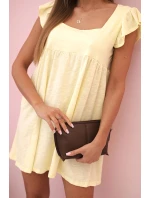 Dámská bavlněná šaty s krátkým rukávem a model 21774745 nařasením malinová - K-Fashion