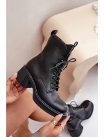 Zateplené dámské boty z přírodní kůže Černé model 21675640 - VINCEZA