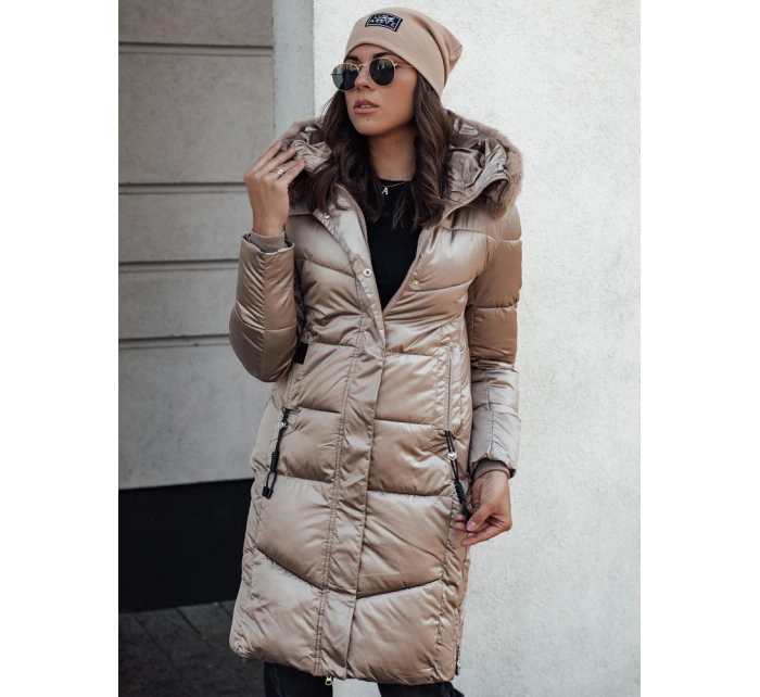 Dámská prošívaná zimní bunda s kapucí ULTRAWAY camel FashionStreet TY4643
