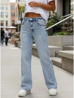 Jeansy damskie wide leg z wysokim stanem niebieskie model 22120938 - FashionStreet