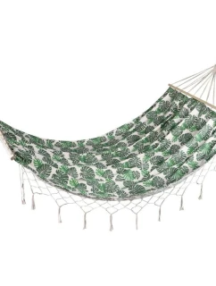 ZAHRADNÍ HOUPACÍ SÍŤ PRO 2 OSOBY 200X150CM S TYČÍ A STŘAPCEM MIAMI NATURA JUNGLE