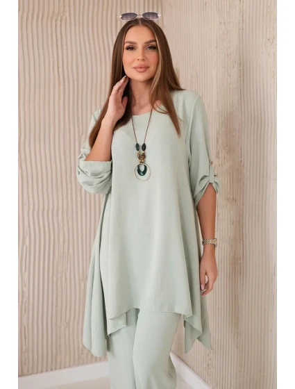 Sada halenky + kalhot s přívěskem tmavá máta Sada halenky + kalhot s přívěskem tmavá máta